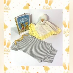 Little Duck Crochet Lovey Security Blanket & Book Gift Set